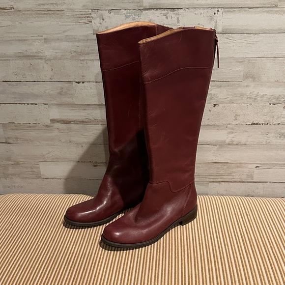 Nine West Shoes - Nine West Elegant Burgundy Leather Knee-High Boots